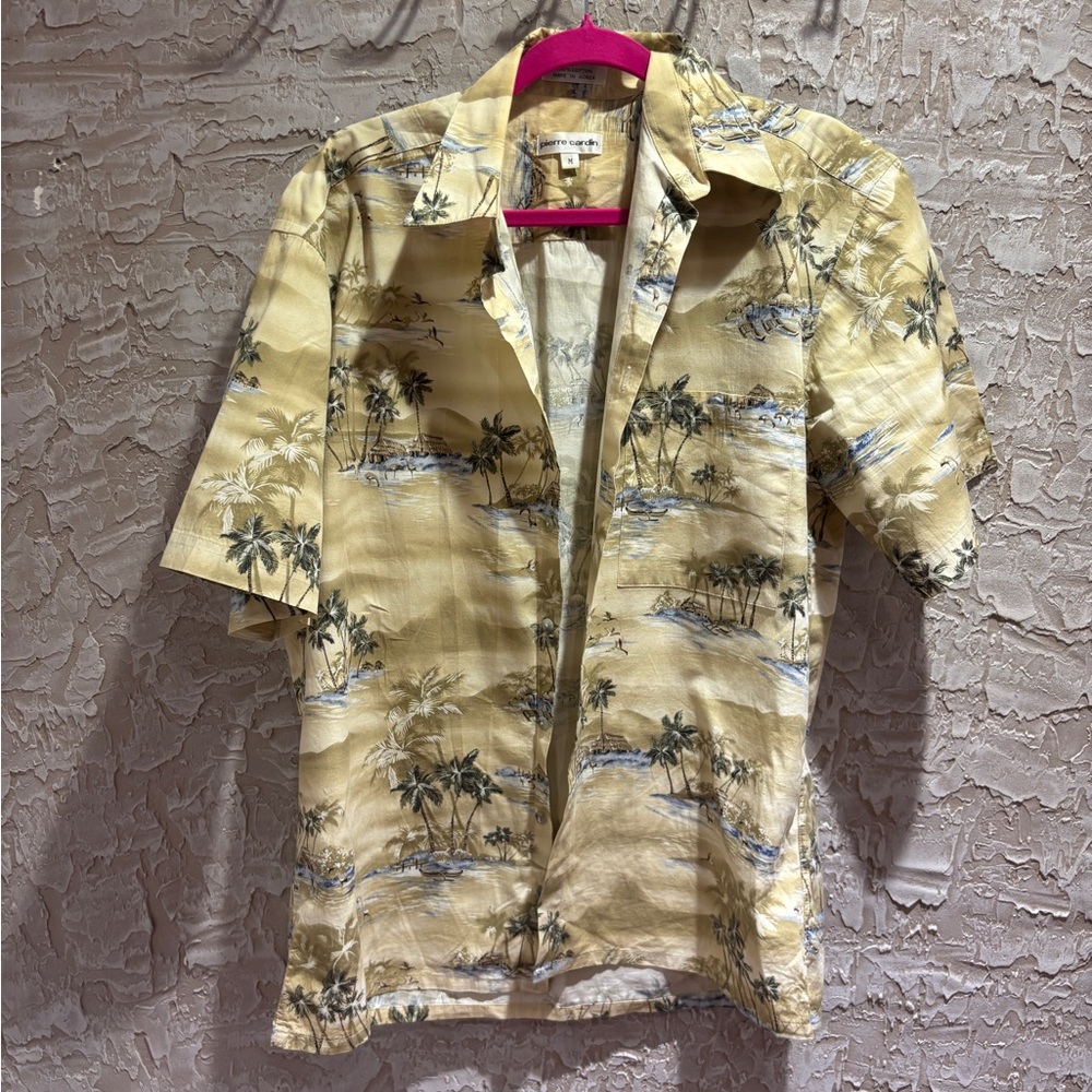 Pierre Cardin Beige Palm Tree Men's Shirt